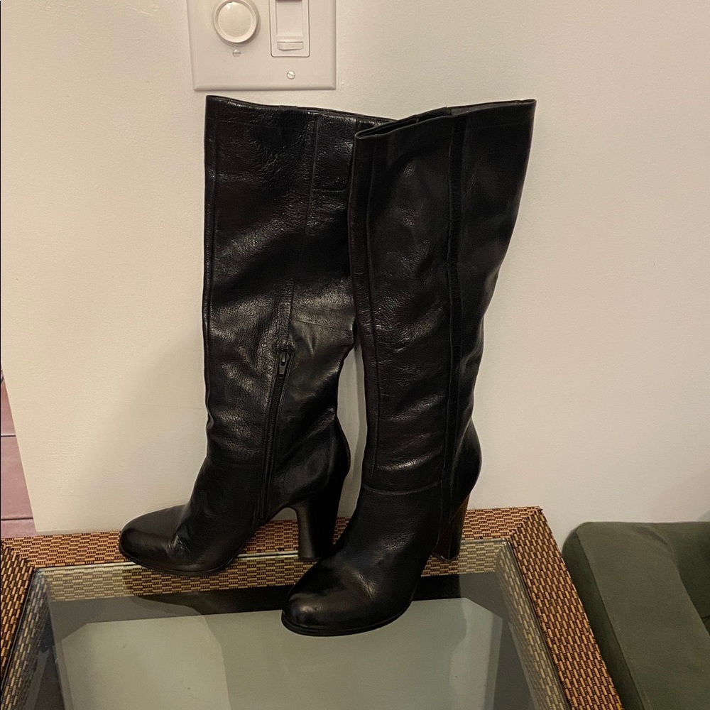 Nine West Black Over-The-Knee Leather Boots
